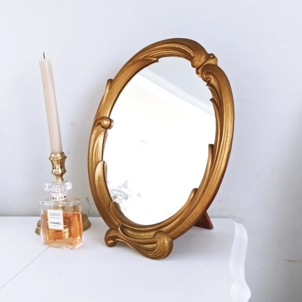 Vintage‎ Syroco wood gold mirror 1940 faux Bois